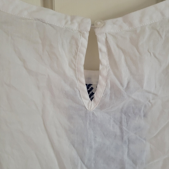 J. Crew Women's White Blouse Boho Embroidered Peplum Short Sleeve Keyhole Size 2 - Picture 6 of 6